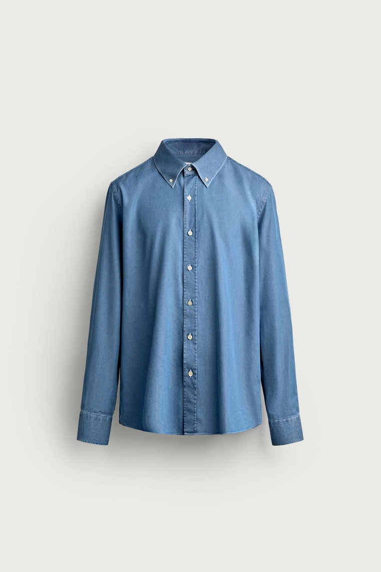 Рубашка santa eulalia 1843 x zara из хлопкового шамбре индиго