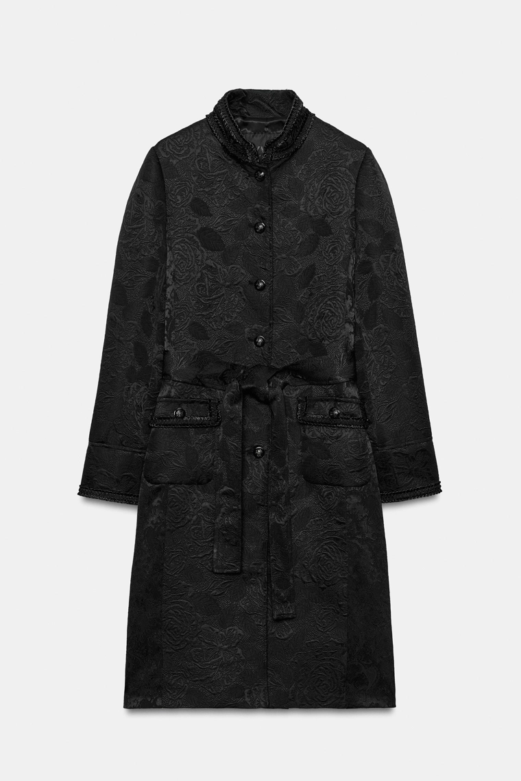 Пальто средней длины из жаккарда zw collection