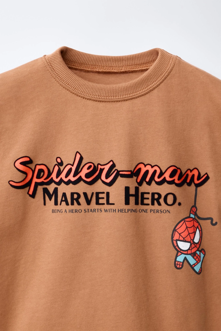 Футболка с длинным рукавом spider-man © marvel с велюровым принтом