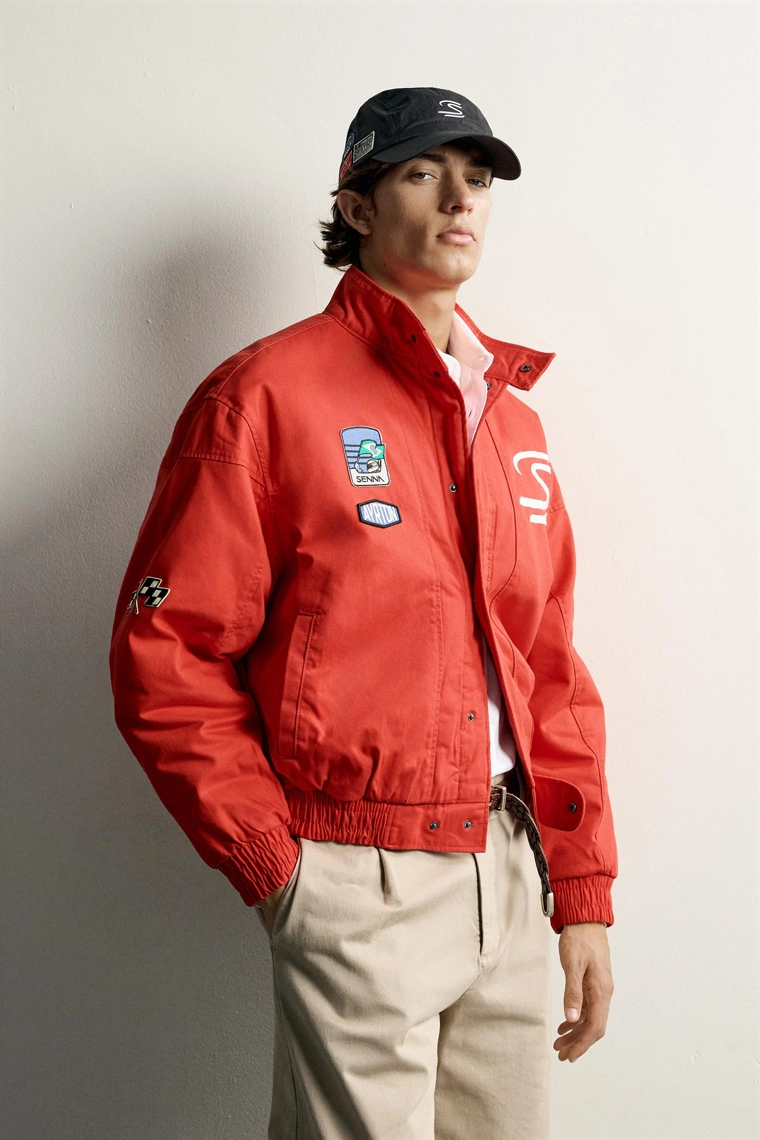Укороченная стёганая куртка с нашивками ayrton senna © senna brands