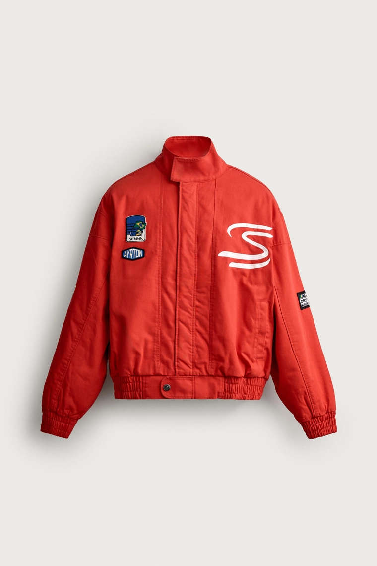 Укороченная стёганая куртка с нашивками ayrton senna © senna brands