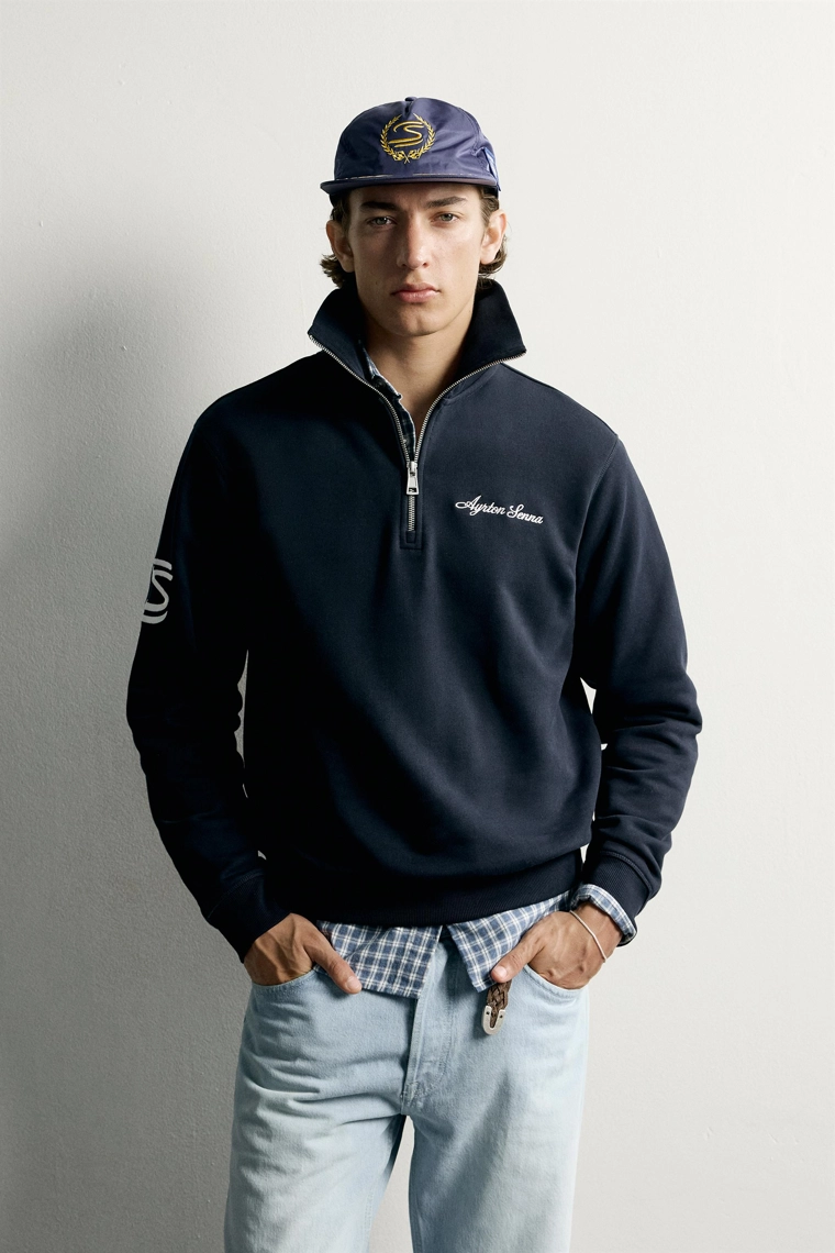 Свитшот ayrton senna © senna brands с воротником на молнии