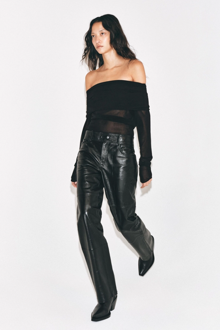 Прямые брюки из 100% кожи zw collection