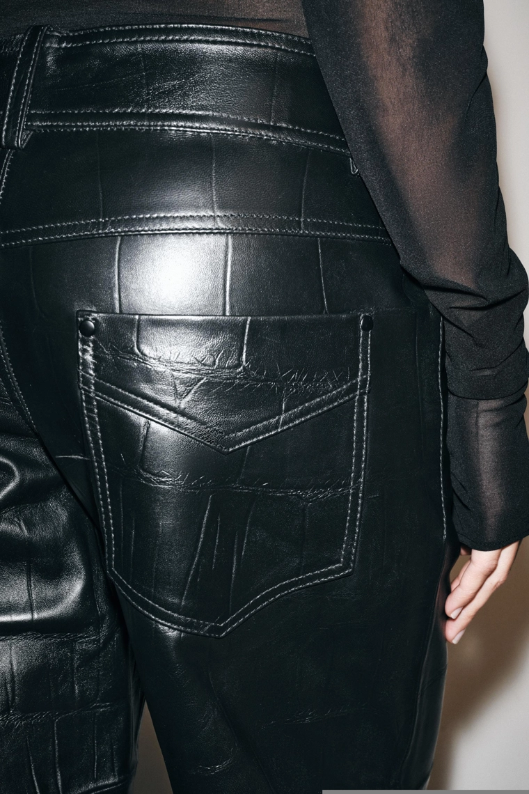 Прямые брюки из 100% кожи zw collection