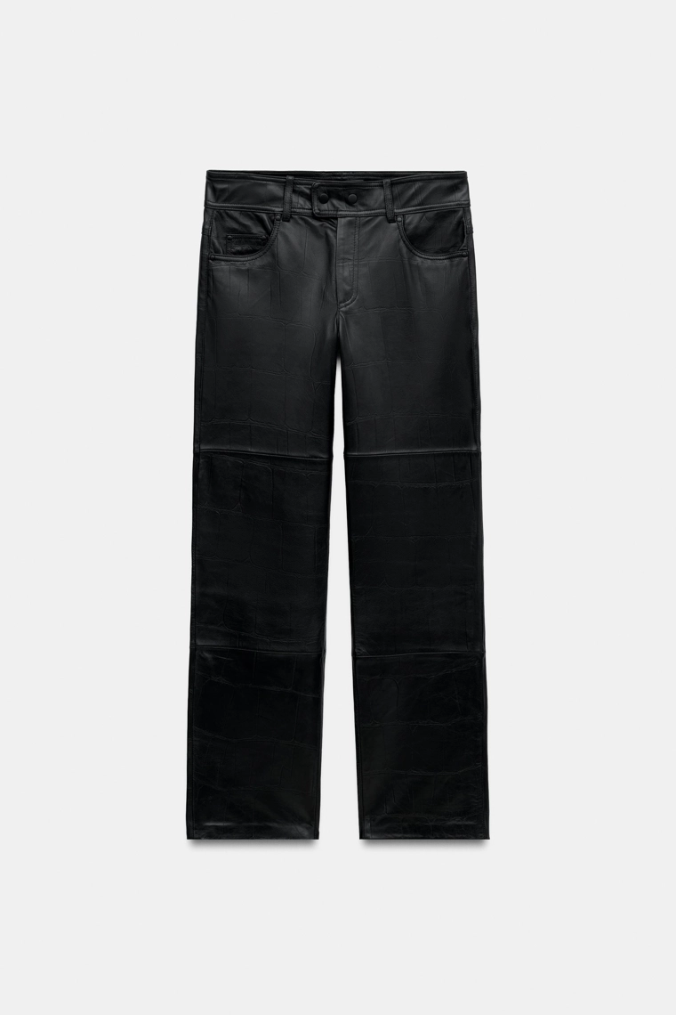 Прямые брюки из 100% кожи zw collection