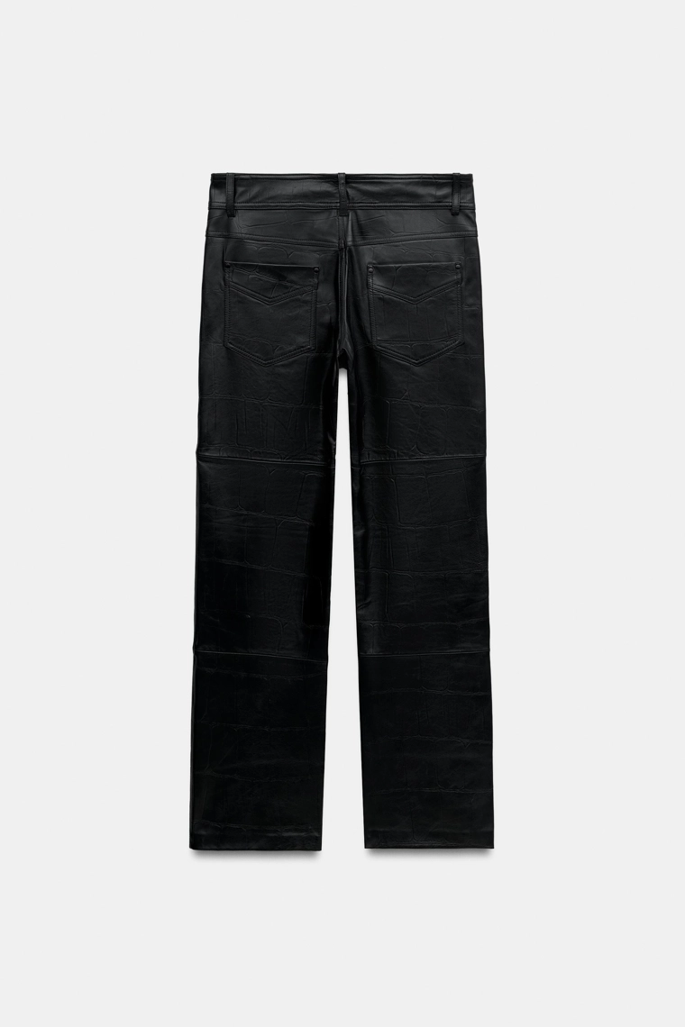 Прямые брюки из 100% кожи zw collection