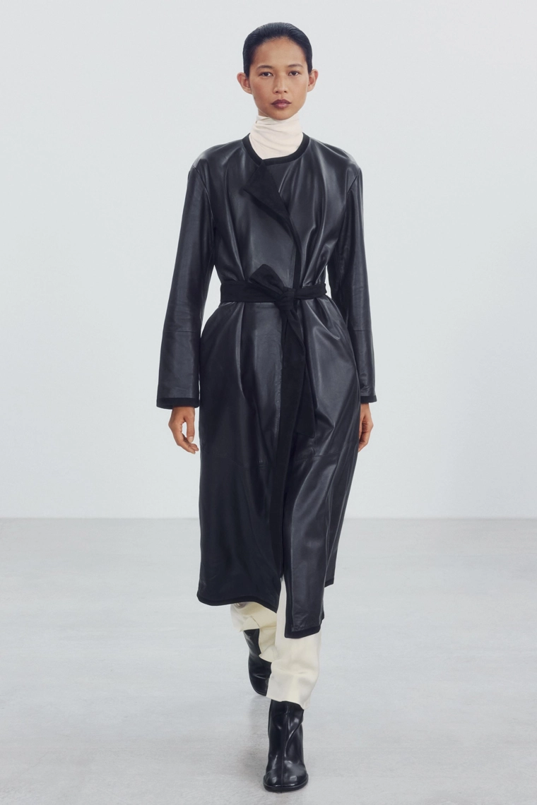 Пальто zw collection из комбинированной кожи 100%