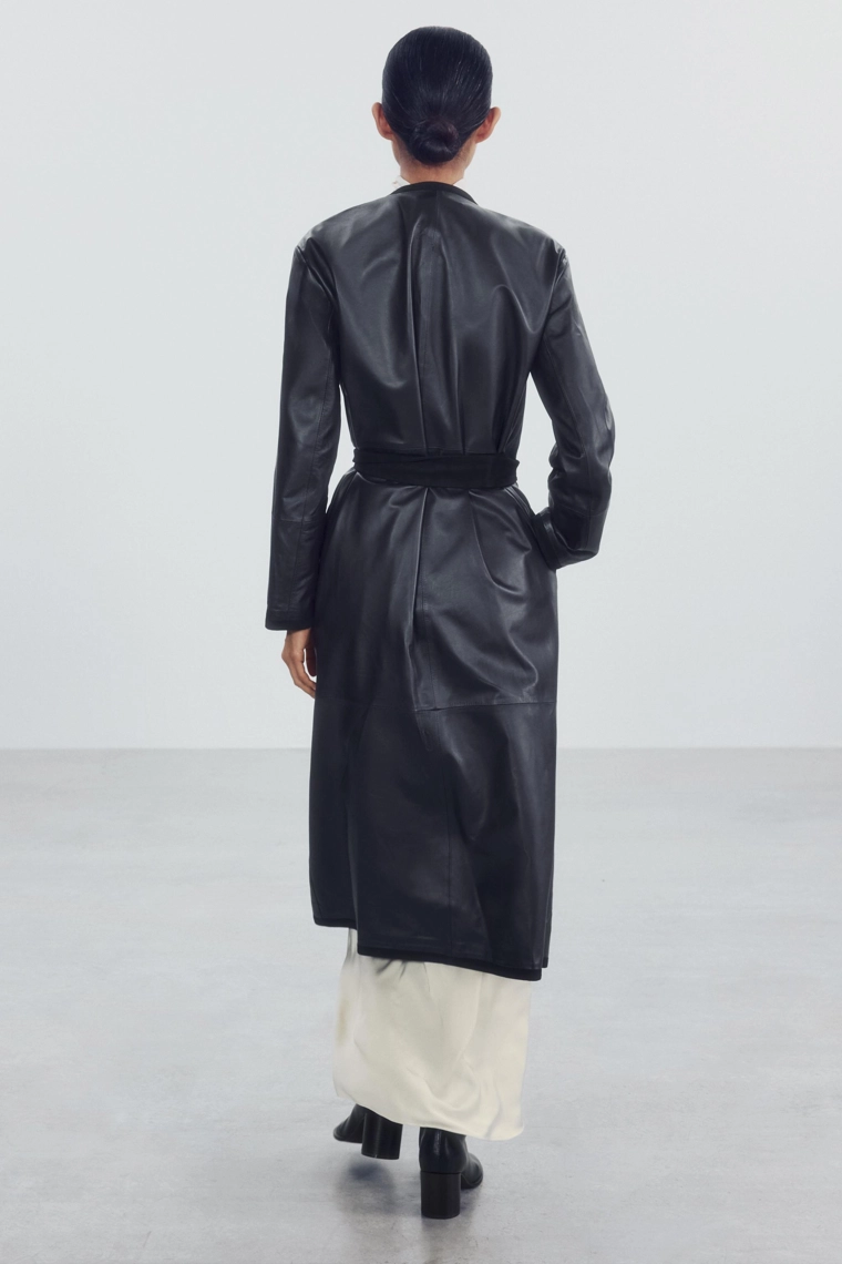 Пальто zw collection из комбинированной кожи 100%