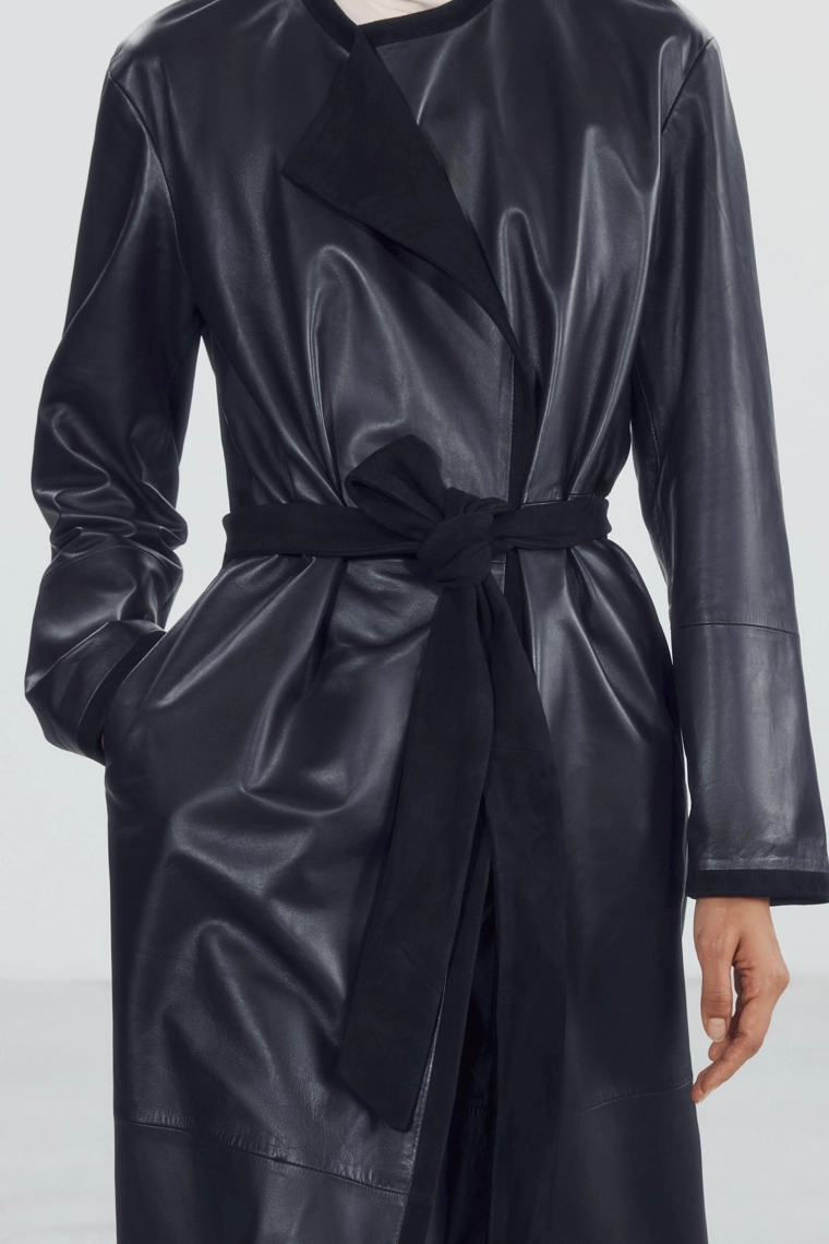Пальто zw collection из комбинированной кожи 100%