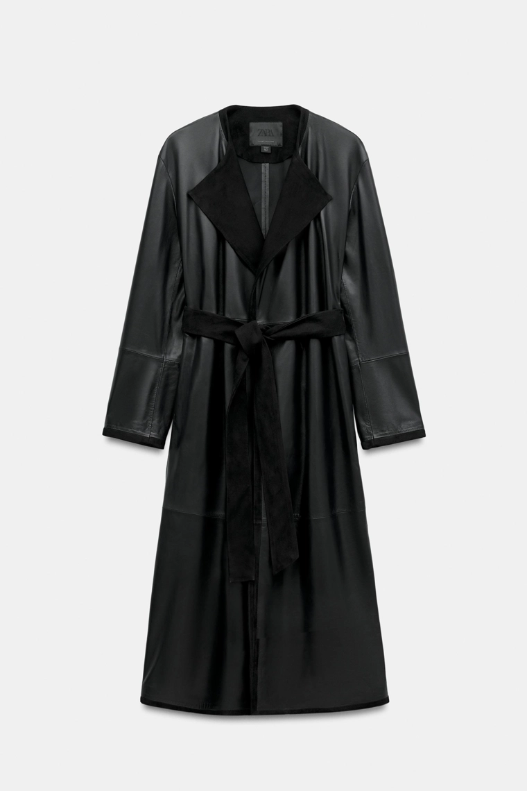 Пальто zw collection из комбинированной кожи 100%