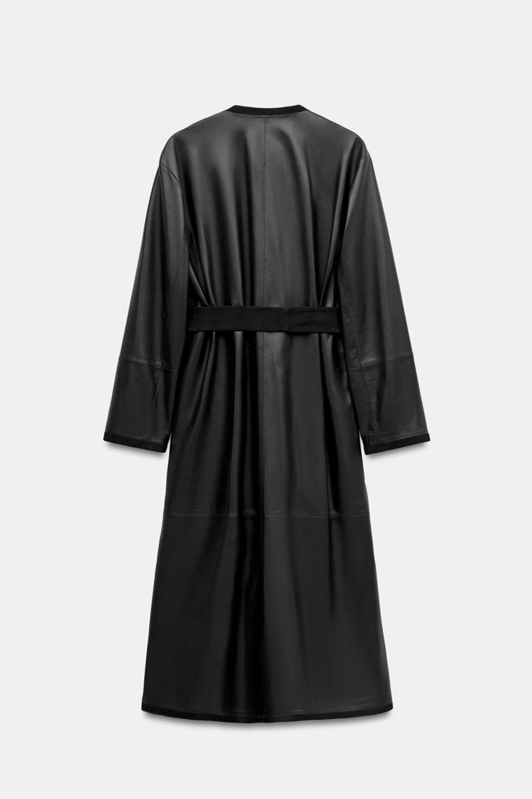 Пальто zw collection из комбинированной кожи 100%