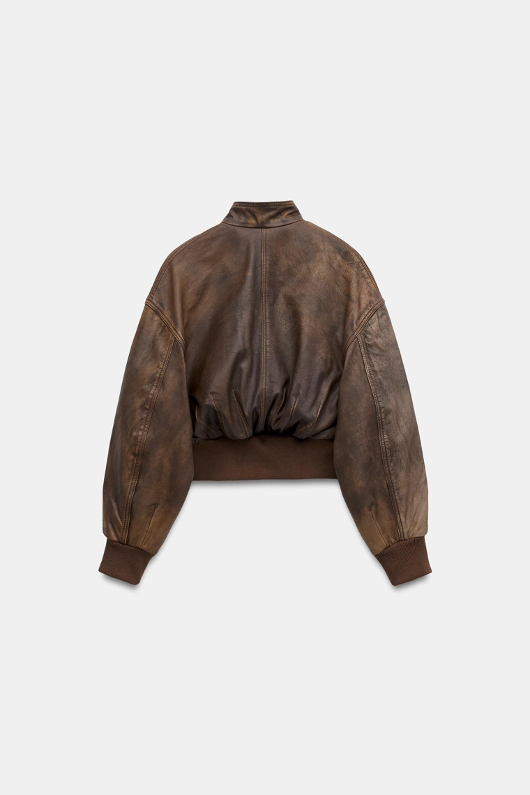 Укороченная куртка из 100% кожи zw collection