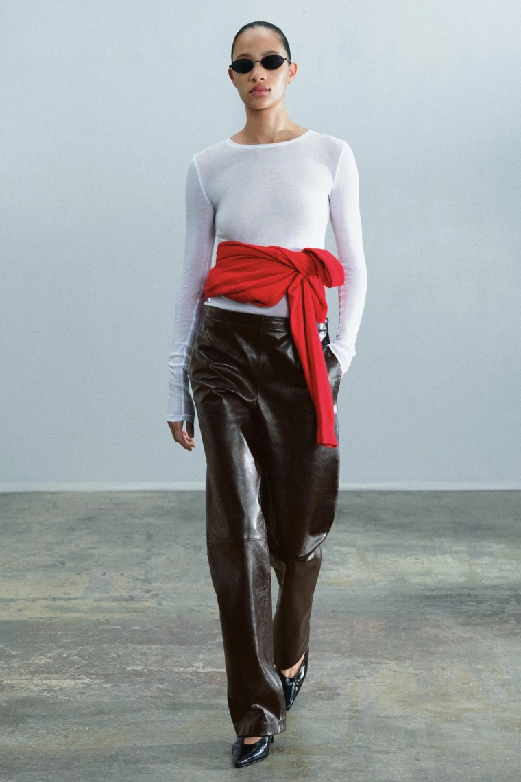 Штаны из натуральной кожи zw collection
