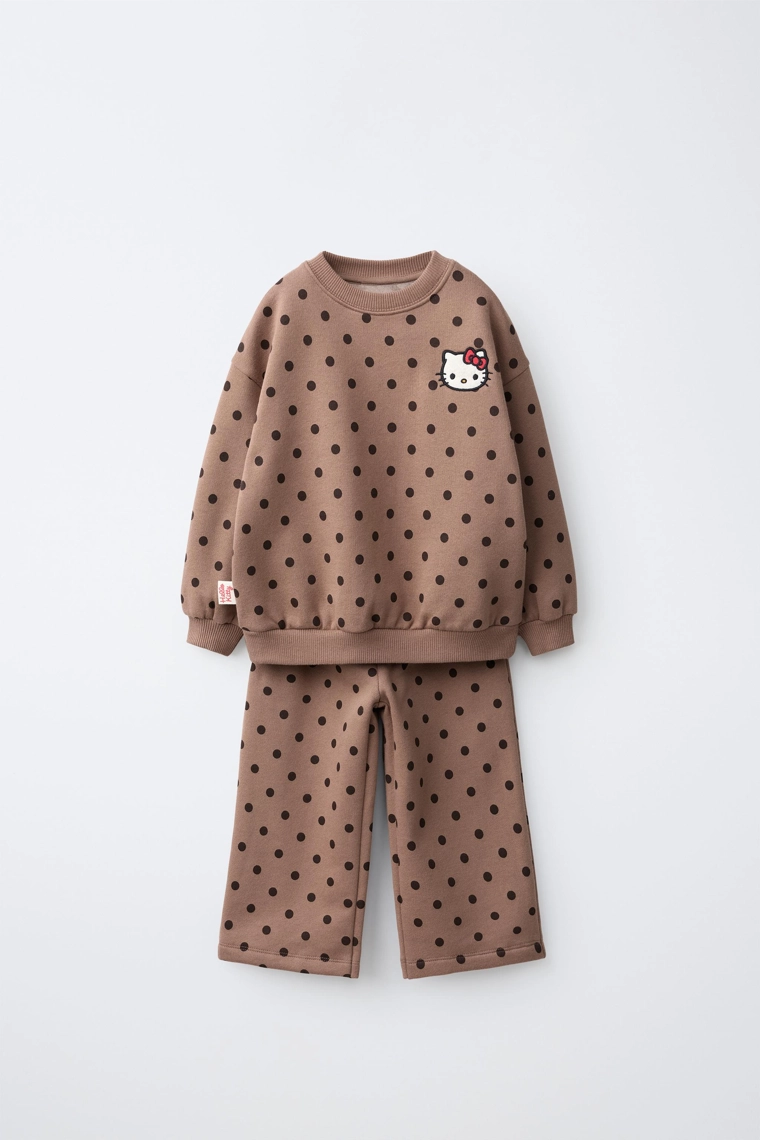 Комплект hello kitty © sanrio с гороховым принтом: свитшот и брюки
