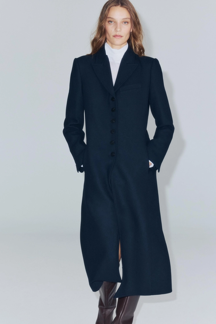 Длинное пальто из шерстяной ткани zw collection