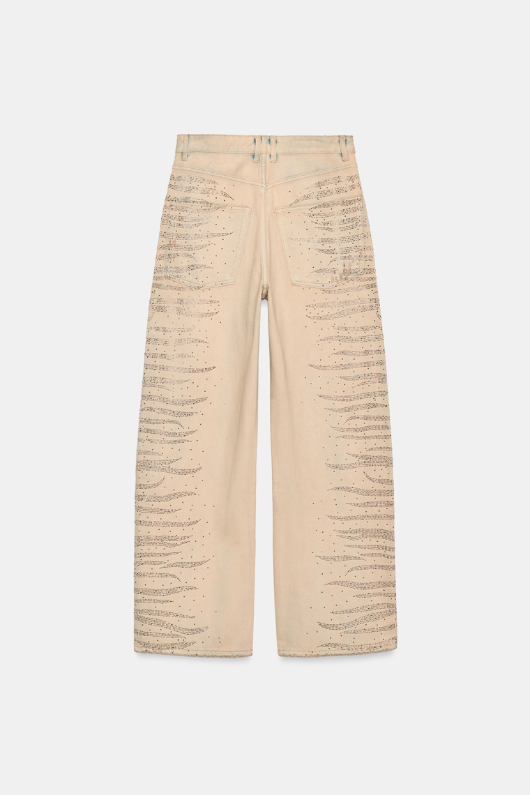 Джинсы baggy средней посадки с блестками