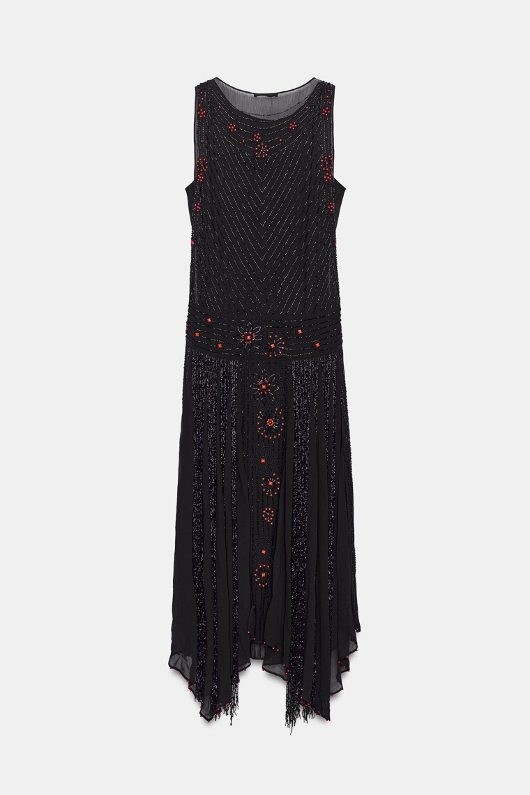 Асимметричное платье zw collection с бусинами и бахромой
