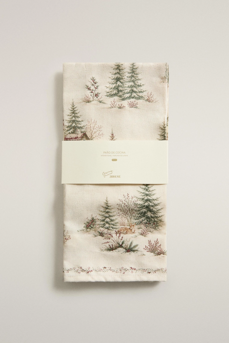 Набор из 2 кухонных полотенец с рождественским рисунком в стиле туаль