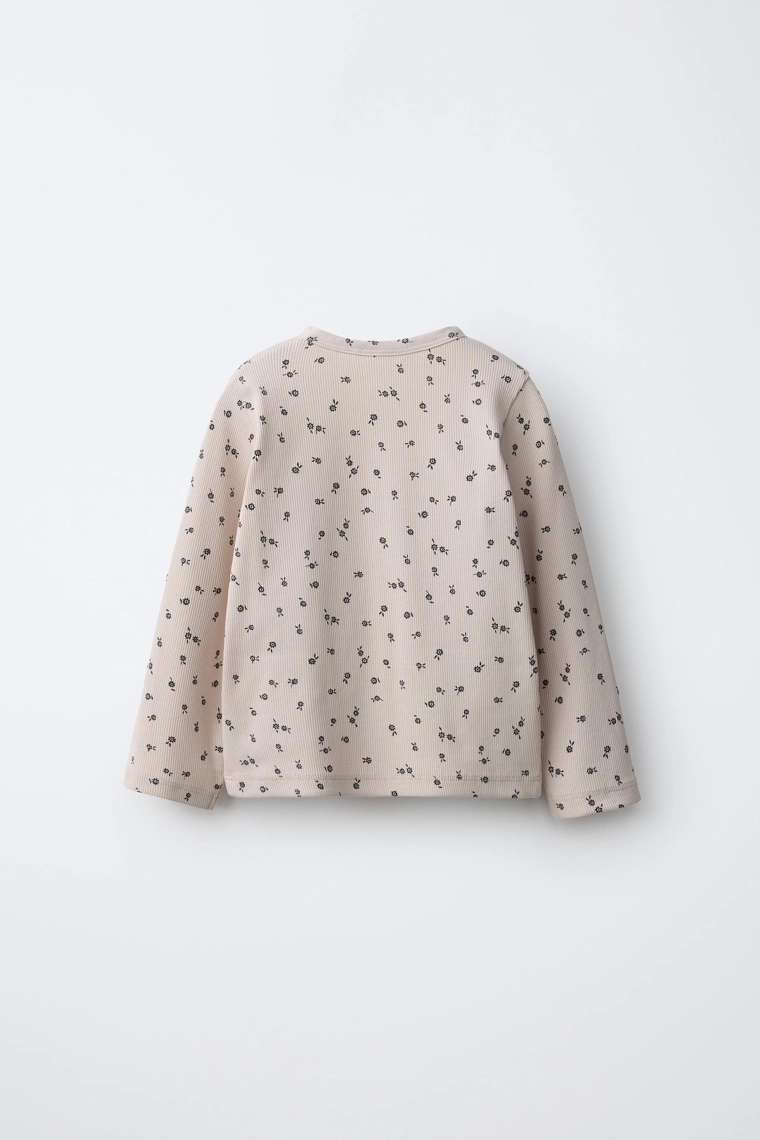 Ребристая футболка henley с цветочным принтом