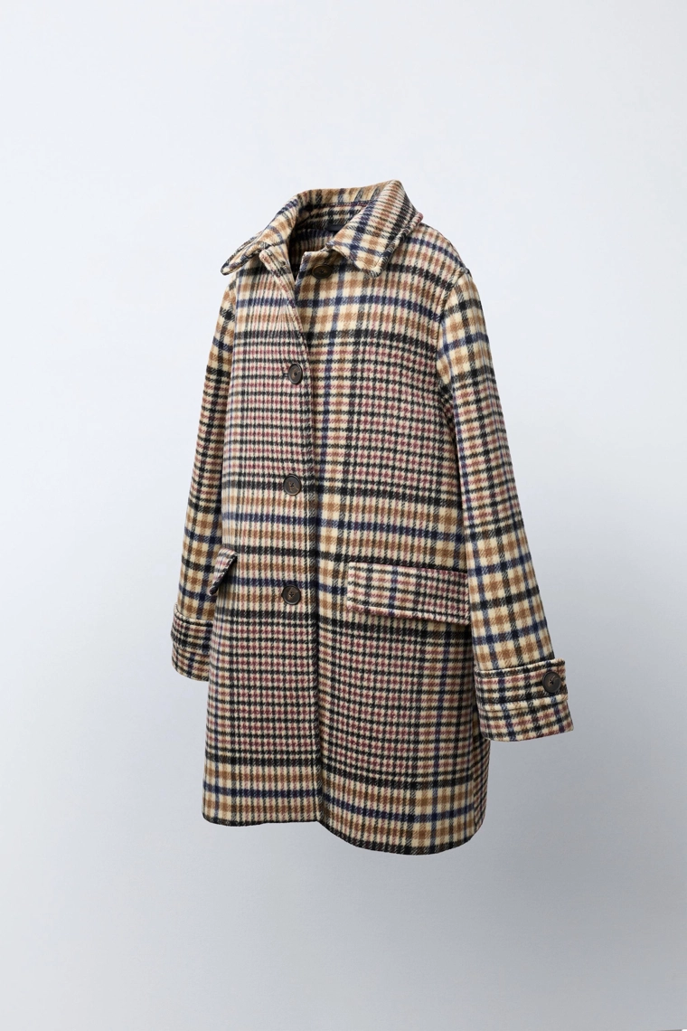 Пальто с эффектом пэчворк и клетчатым узором