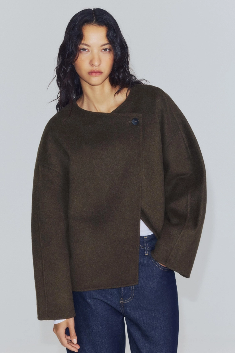 Короткое пальто из шерстяной смеси Zara «ZW»