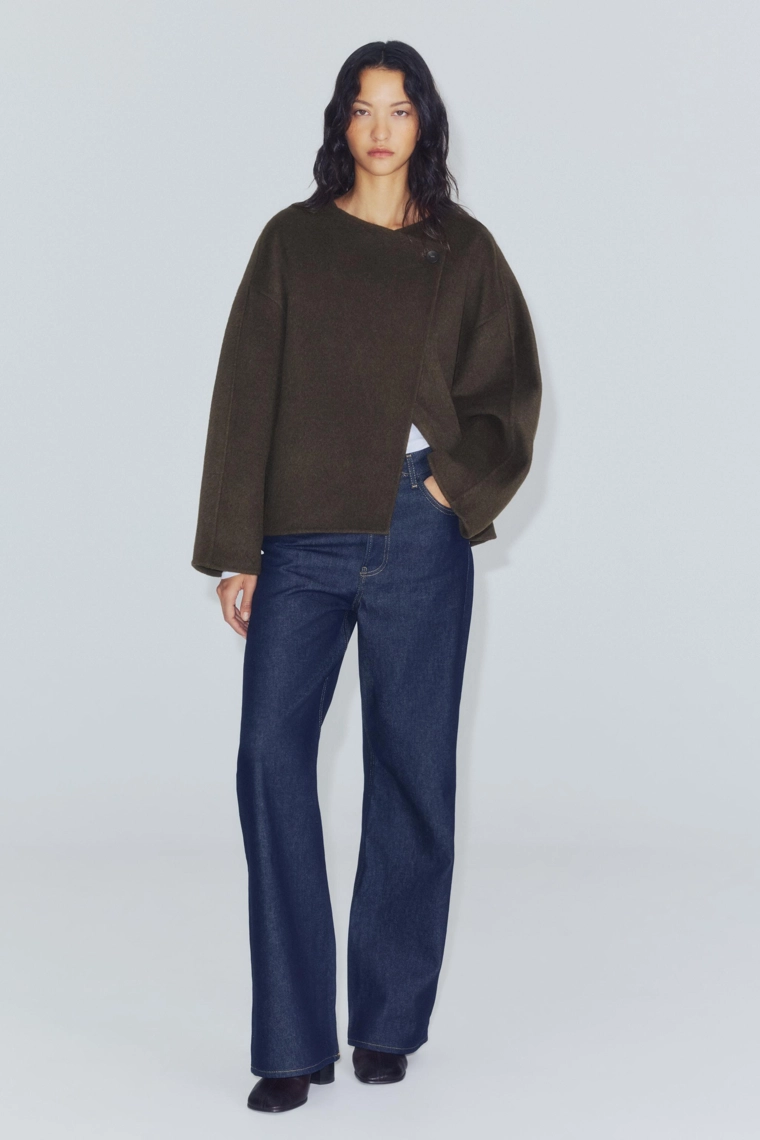 Короткое пальто из шерстяной смеси Zara «ZW»