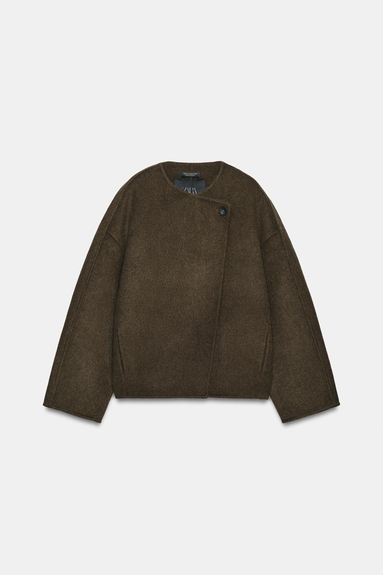 Короткое пальто из шерстяной смеси Zara «ZW»