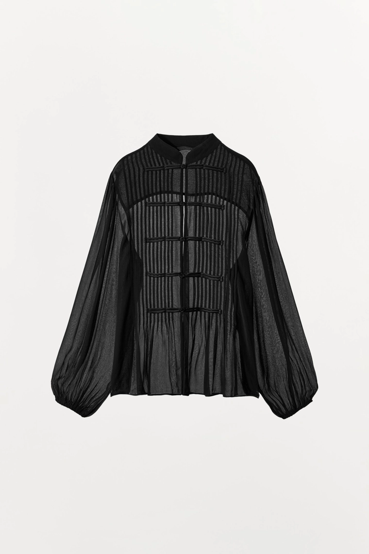 Рубашка с жабо и застежкой в виде узлов Zara «ZW»