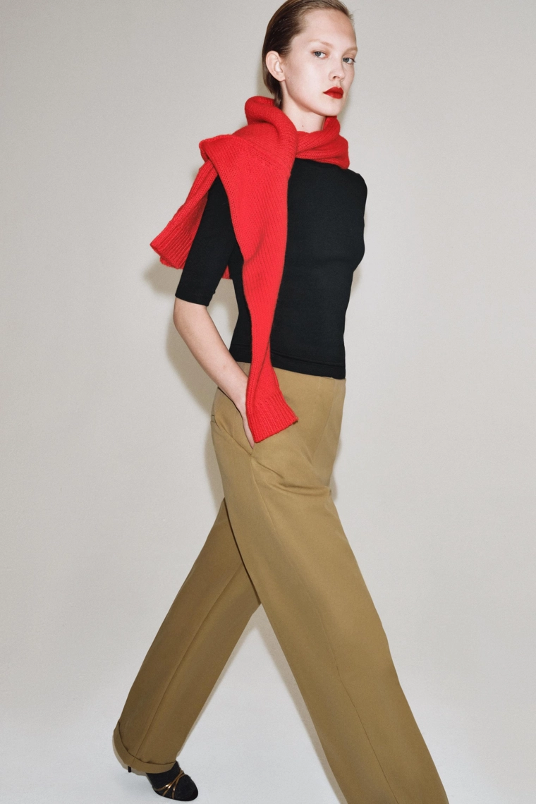 Широкие плиссированные брюки с высокой талией zw collection