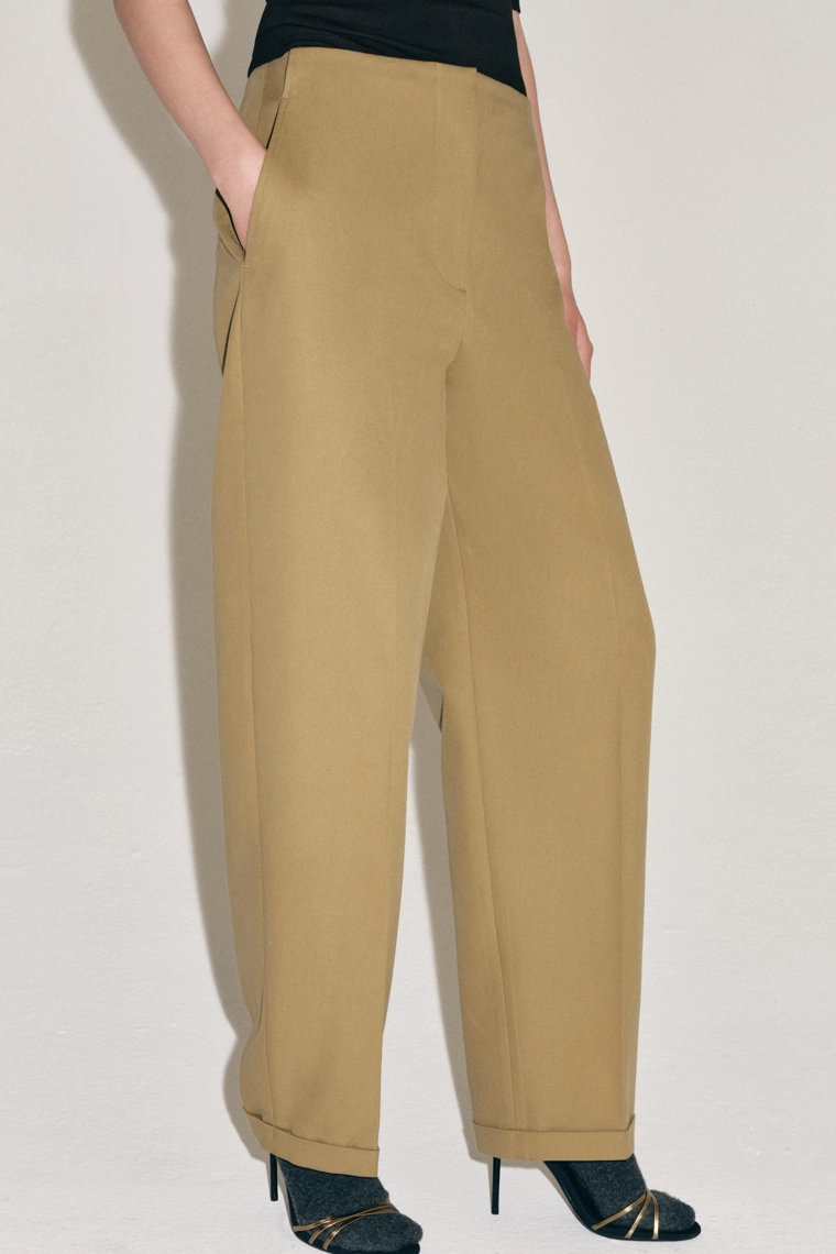 Широкие плиссированные брюки с высокой талией zw collection
