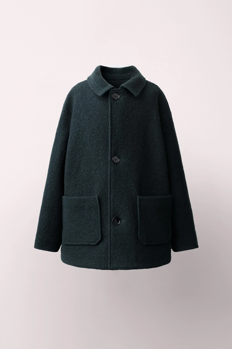 Пальто с карманами из 100% шерсти caramel london x zara