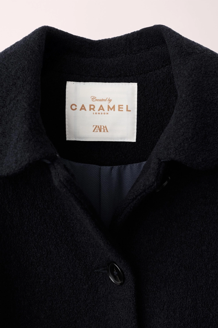 Длинное пальто из 100% шерсти caramel london x zara
