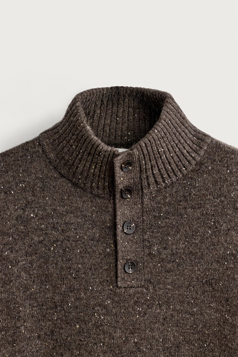 Свитер с воротником-стойкой на пуговицах из 100% шерсти