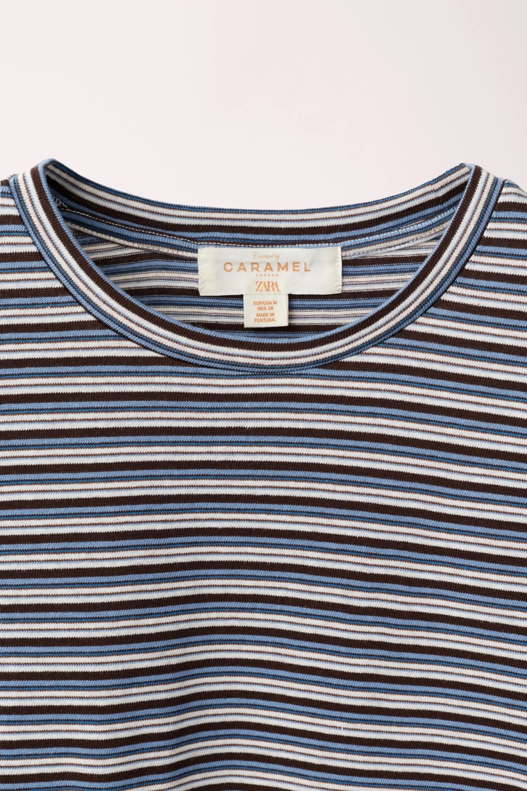 Футболка в полоску из 100% хлопка, созданная caramel london x zara
