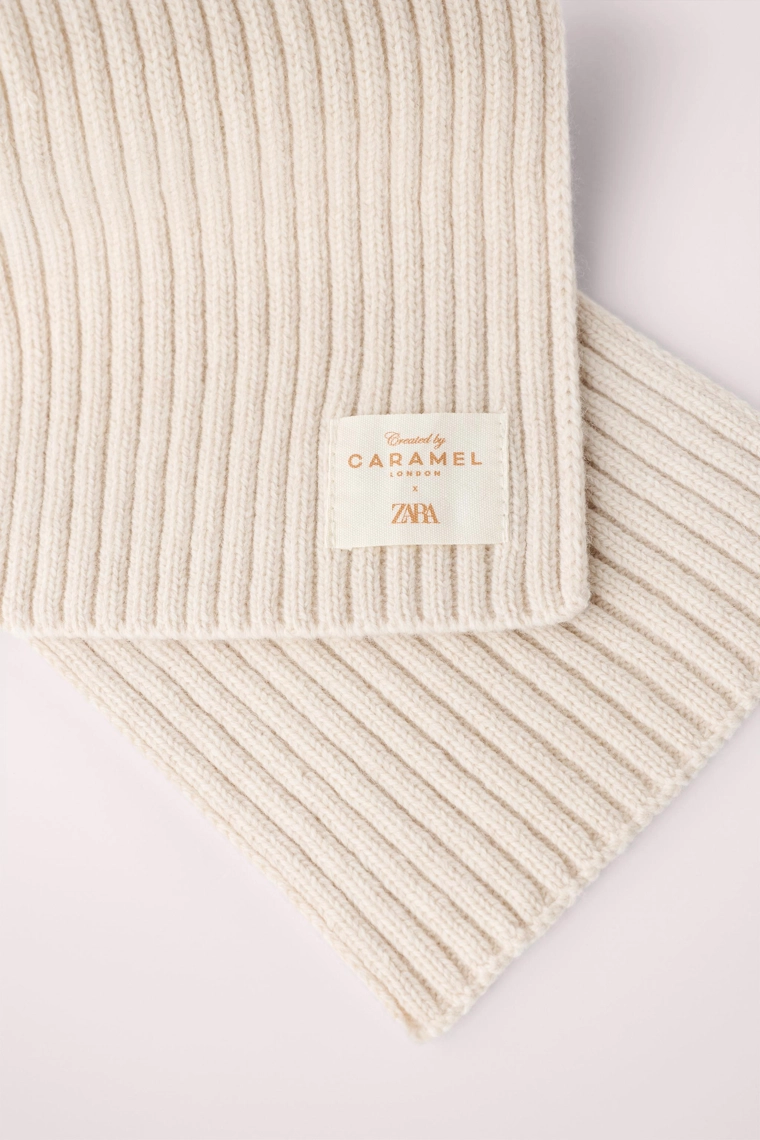 Вязаный шарф из 100% шерсти rib-knit, созданный caramel london x zara