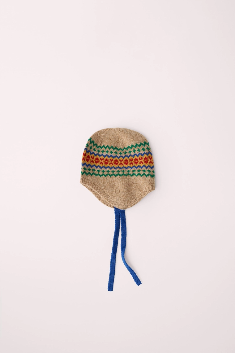 Вязаная шапка с узором fair isle из 100% шерсти, caramel london x zara