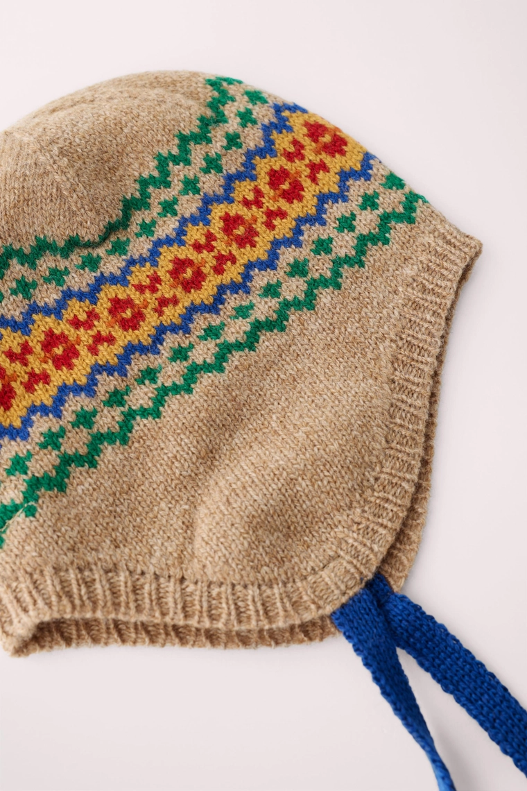 Вязаная шапка с узором fair isle из 100% шерсти, caramel london x zara
