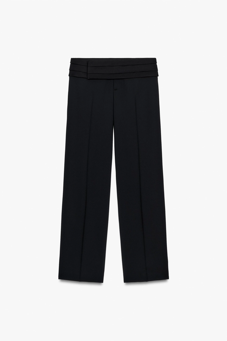 Брюки с поясом-кумербанд из смесовой шерсти Zara «ZW»
