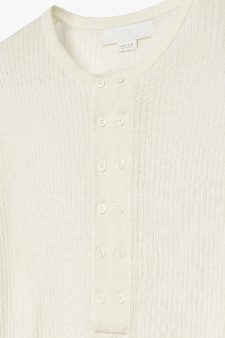 Джемпер henley из шерсти и шелка