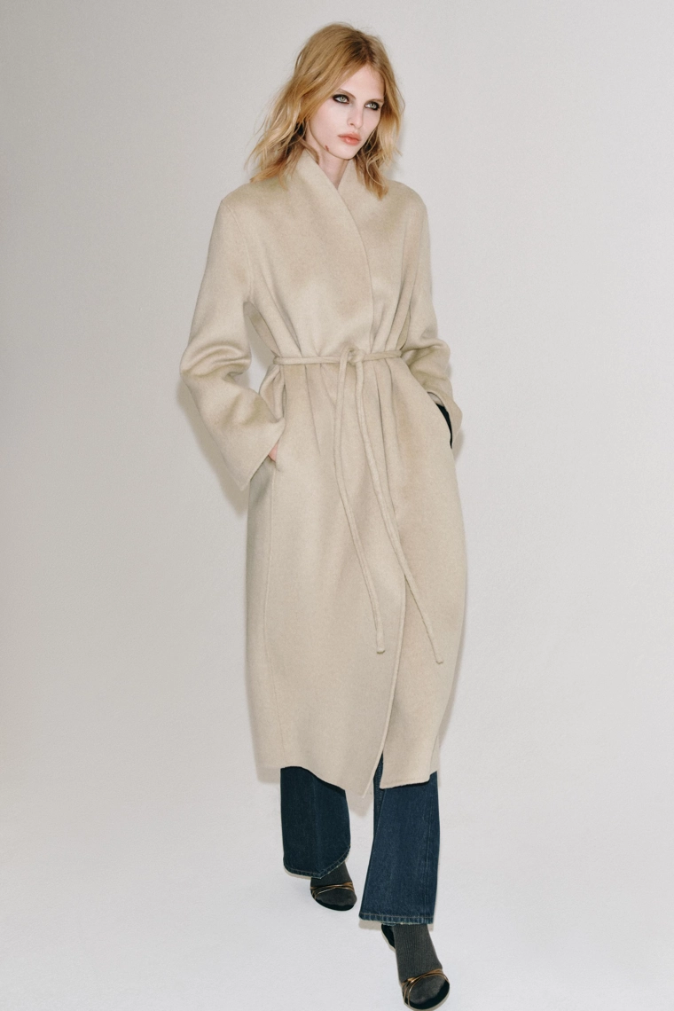 Пальто из шерстяной смеси с поясом zw collection