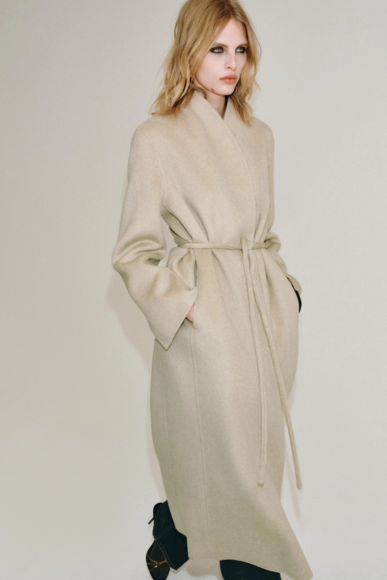 Пальто из шерстяной смеси с поясом zw collection