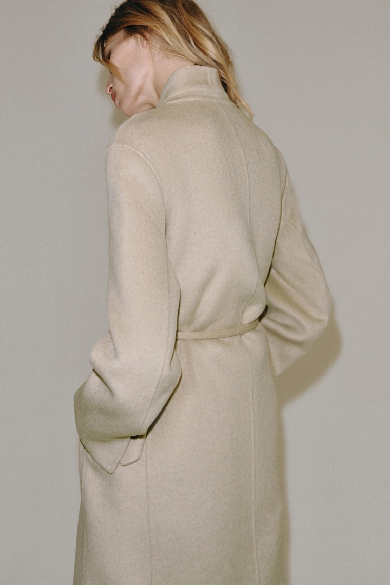 Пальто из шерстяной смеси с поясом zw collection
