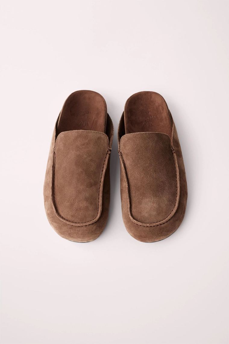 Мюли из замши split, коллекция caramel london x zara