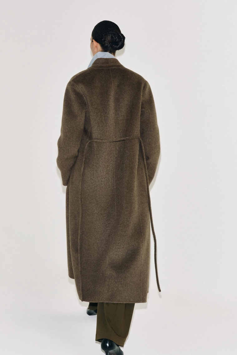 Пальто на поясе из шерстяной смеси zw collection