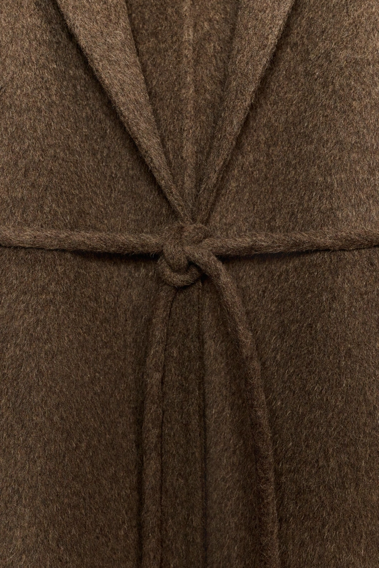 Пальто на поясе из шерстяной смеси zw collection