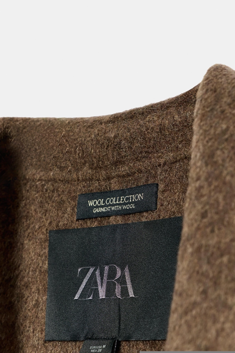 Пальто на поясе из шерстяной смеси zw collection