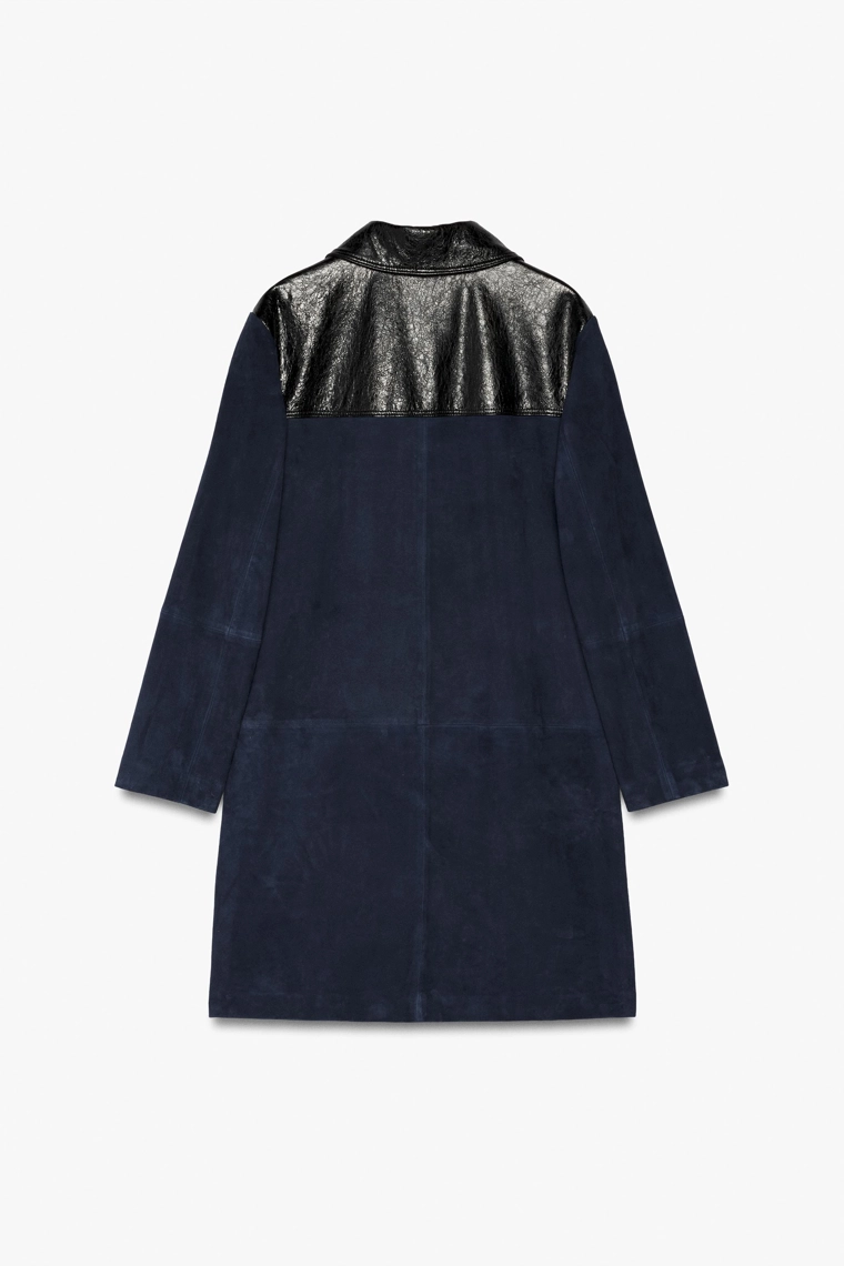 Пальто комбинированное из 100% кожи zw collection