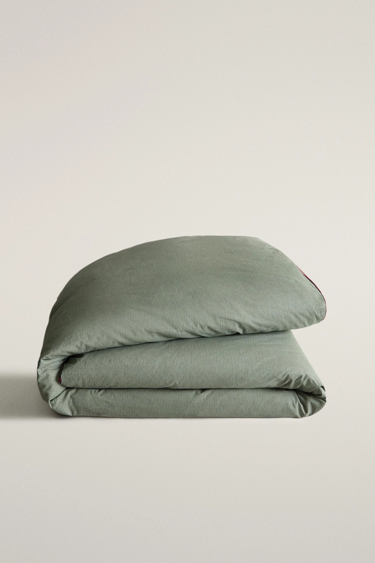 Хлопковое хлопковое постельное белье с новогодними полосками
