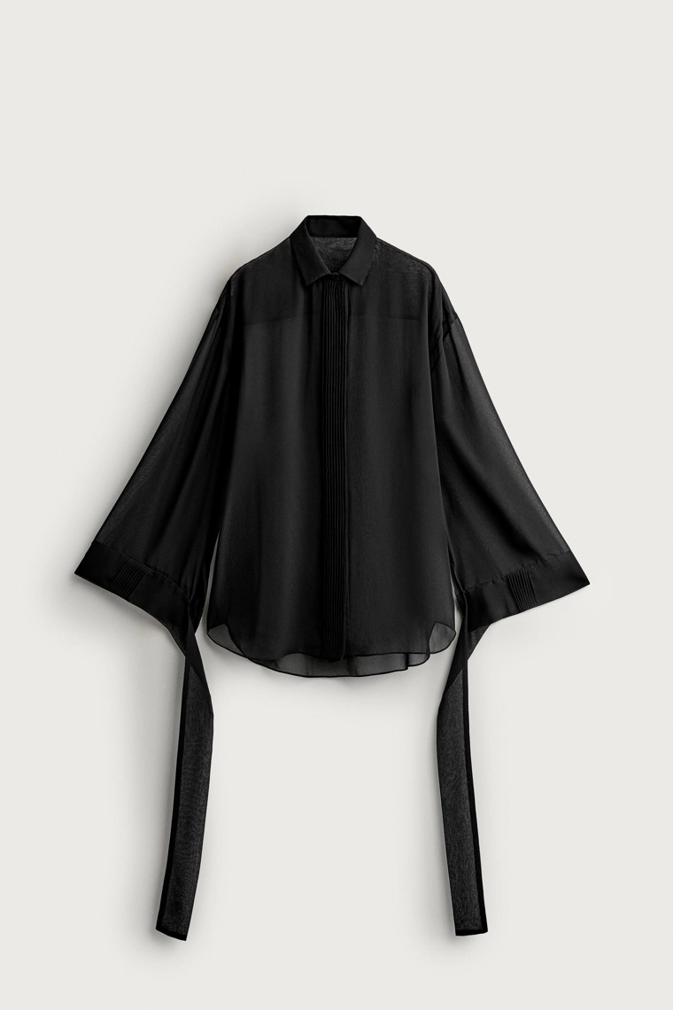 Блузка zw collection из легкой ткани с бантами