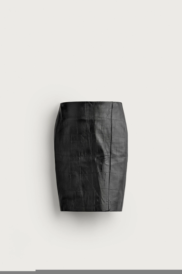 Юбка-миди из 100% кожи zw collection
